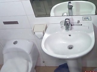 Asian Shemale Adele Dildoing Close By Bathroom